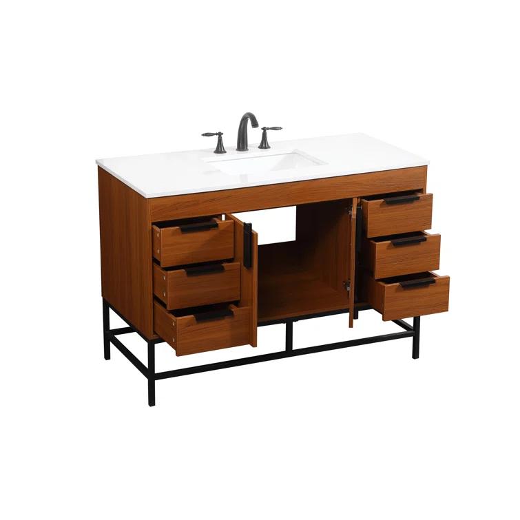 Eugene 48'' Single Bathroom Vanity with Engineered Marble Top