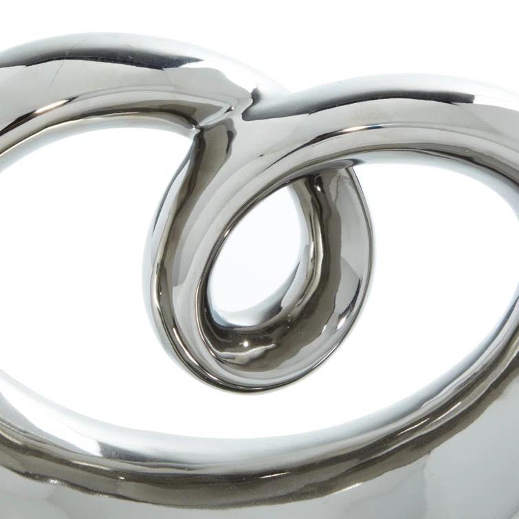 Wrought Studio™ Allye Ceramic Swirl Abstract Decorative Silver Sculpture with Black Base