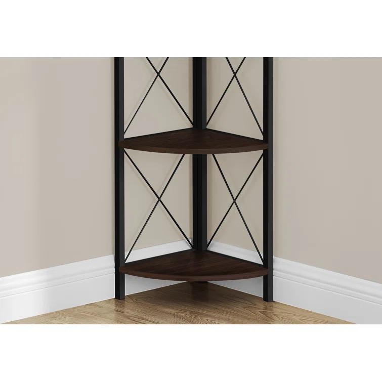 Bookshelf, Bookcase, Etagere, Corner, 4 Tier, 60"H, Office, Bedroom, Metal, Laminate