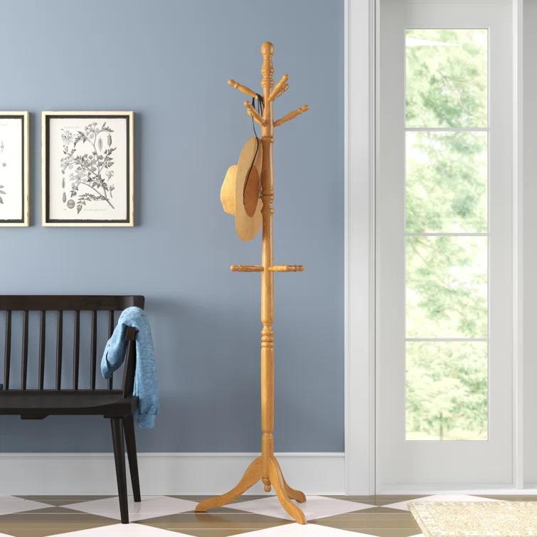 Gaston 10 - Hook Freestanding Solid Wood Coat Rack