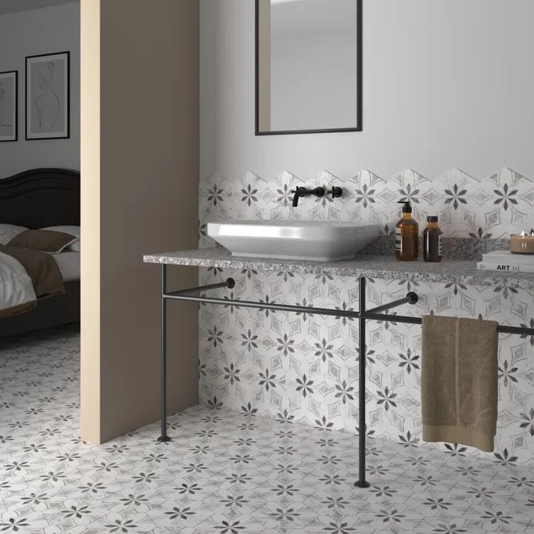 Merola Tile Classico Bardiglio Hex 7" x 8" Porcelain Patterned Wall & Floor Tile