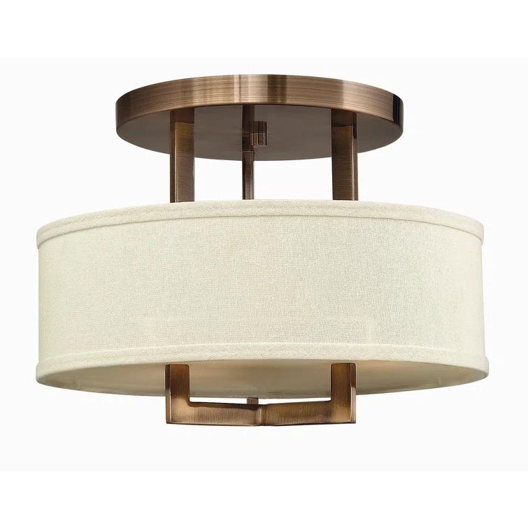 Hampton 3 - Light Shaded Drum Semi Flush Mount