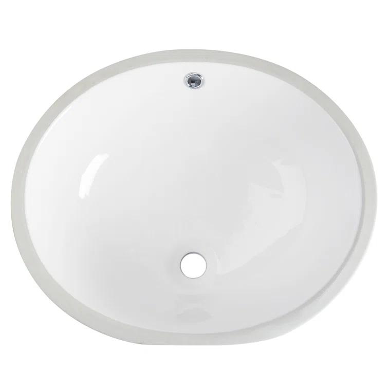 DeerValley Symmetry 19 1/2" X 16" Oval Vitreous China Undermount Bathroom Sink with Overflow