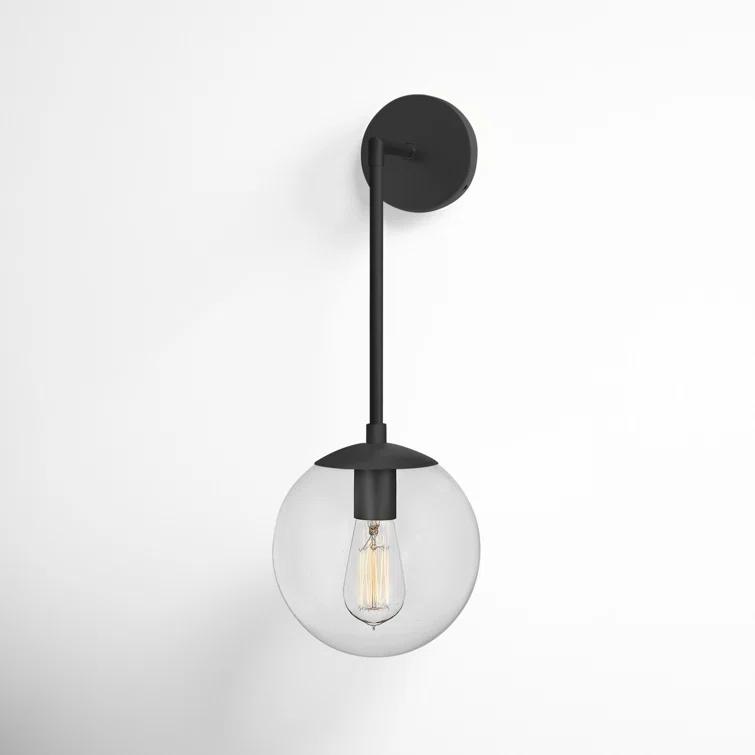 Nathanson Single Light Glass Dimmable Armed Sconce