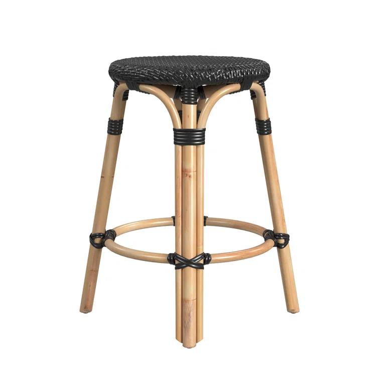 Butler Specialty Company Tobias Rattan Round 24" Counter Stool - Black