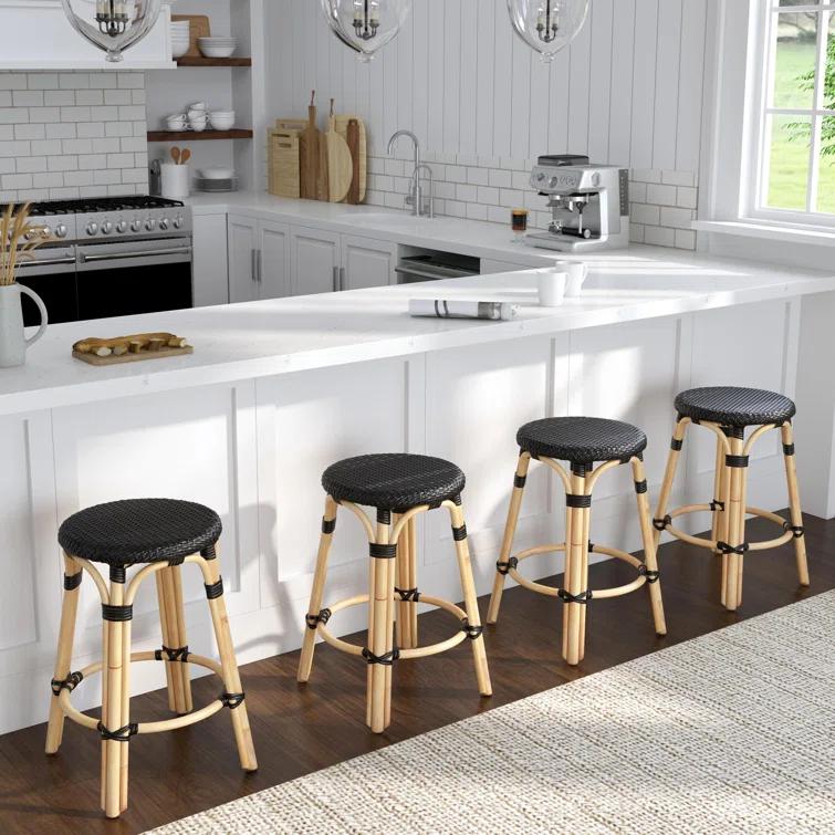 Butler Specialty Company Tobias Rattan Round 24" Counter Stool - Black