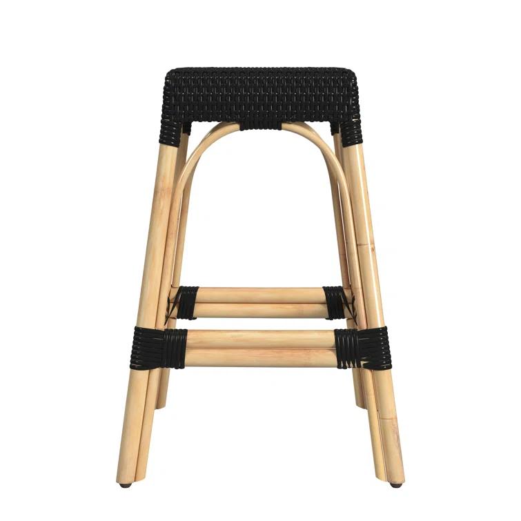Butler Specialty Company Robias Rectangular Rattan 24.5" Counter Stool - Black