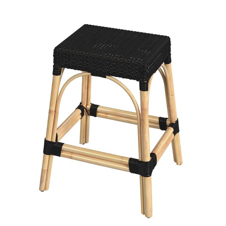 Butler Specialty Company Robias Rectangular Rattan 24.5" Counter Stool - Black