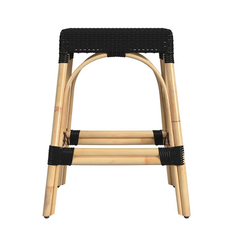 Butler Specialty Company Robias Rectangular Rattan 24.5" Counter Stool - Black