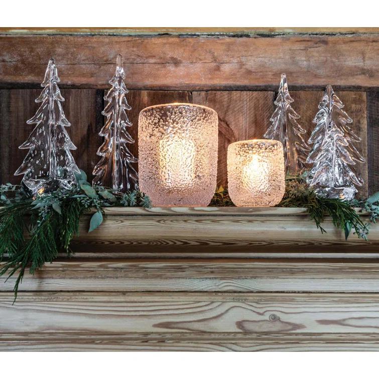 Luminous Hand-Blown Glass Evergreen Figurine - 10"