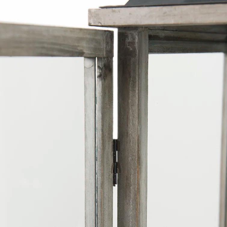 Natural Wood and Metal Hanging Candle Lantern Set