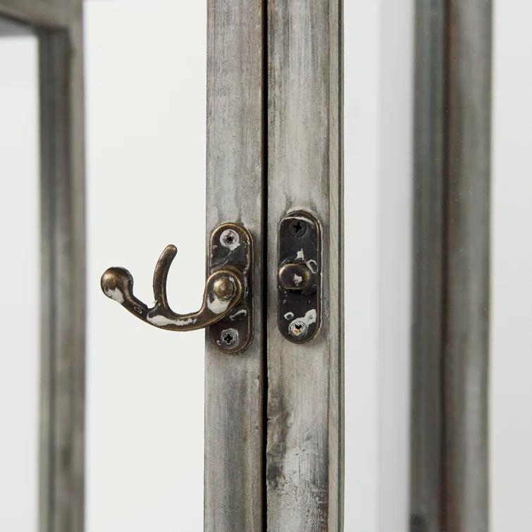Natural Wood and Metal Hanging Candle Lantern Set