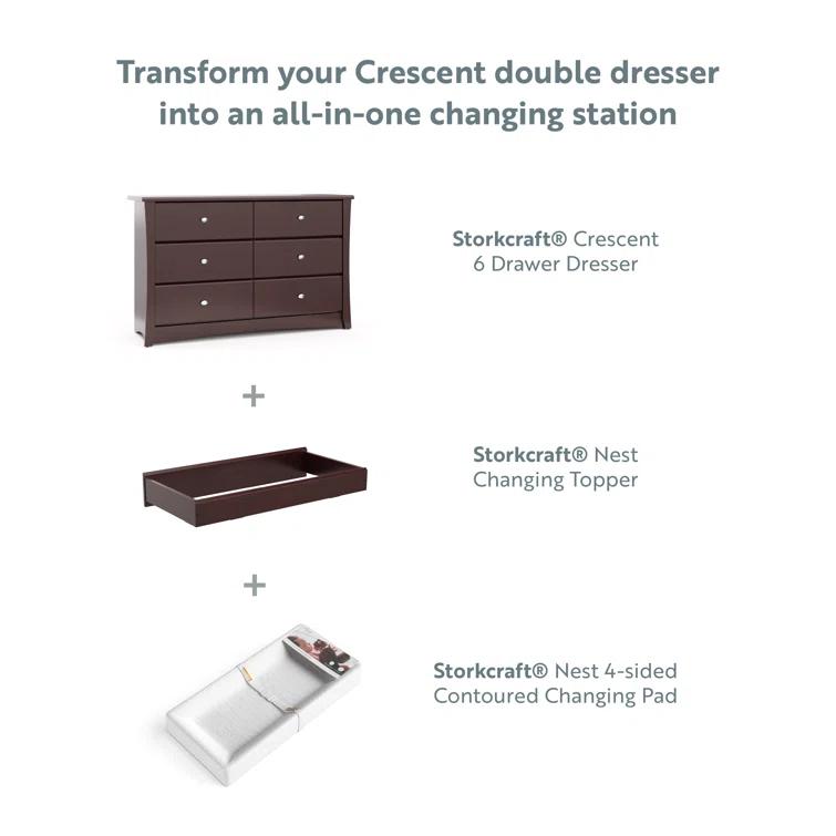 Crescent 6 Drawer Double Dresser