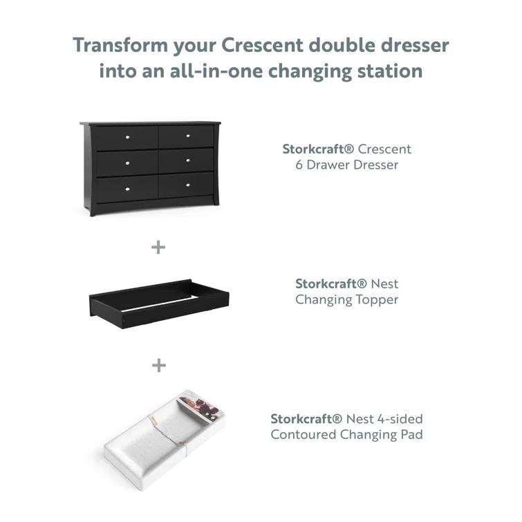 Crescent 6 Drawer Double Dresser