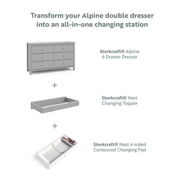 Alpine 6 Drawer Double Dresser