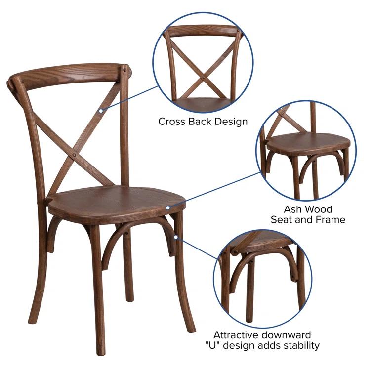Montana 9' x 40" Folding Farmhouse Dining Table with 12 Cross Back Chairs