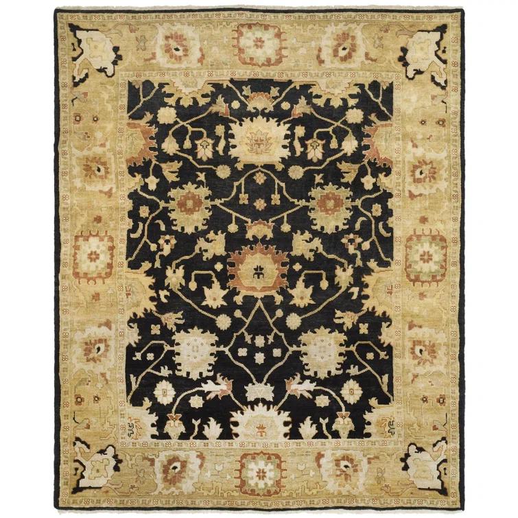 Oushak OSH115 Hand Knotted Area Rug - Black/Light Gold - 4'x6' - Safavieh.