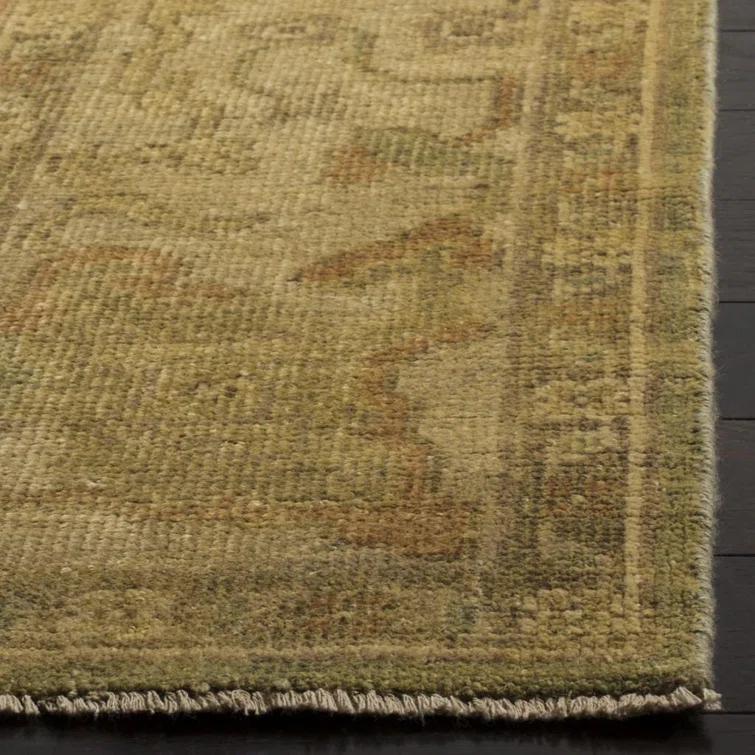 Oushak OSH115 Hand Knotted Runner Rug - Green/Beige - 3'x10' - Safavieh.