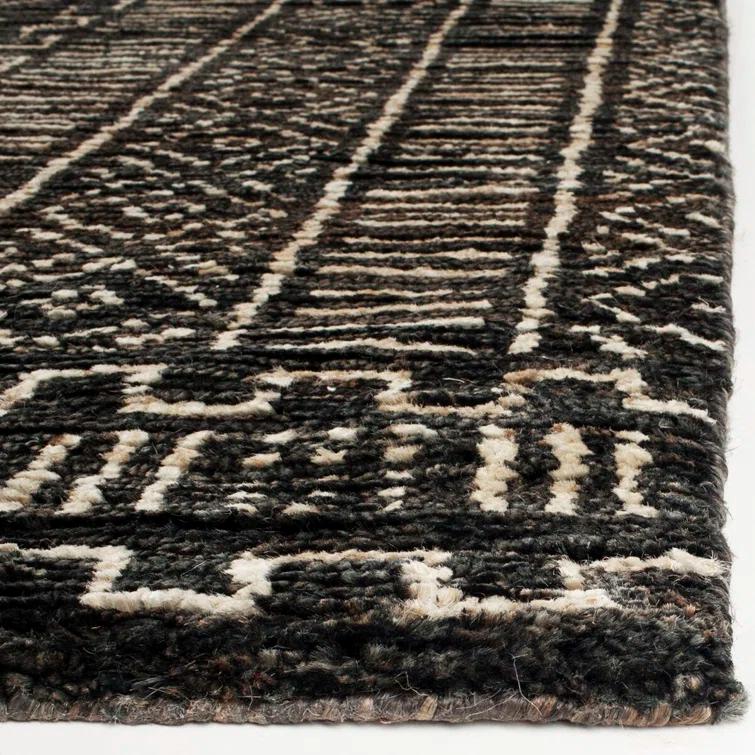 Night & Cream Tribal-Inspired Hand-Knotted Wool-Blend 9' x 12' Rug