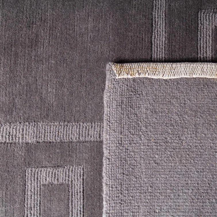 Medium Slate Tonal Geometric Wool Area Rug