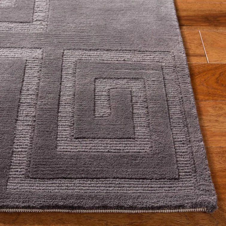 Medium Slate Tonal Geometric Wool Area Rug
