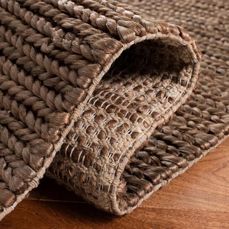 Hand-Knotted Jute-Cotton Blend 6' x 9' Rectangular Area Rug