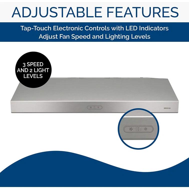 Broan NuTone Broan NuTone 36" Steel 375 CFM Convertible Under Cabinet Range Hood with Mesh Filter BCDF136SS