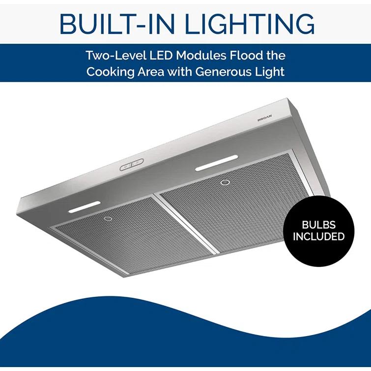 Broan NuTone Broan NuTone 36" Steel 375 CFM Convertible Under Cabinet Range Hood with Mesh Filter BCDF136SS