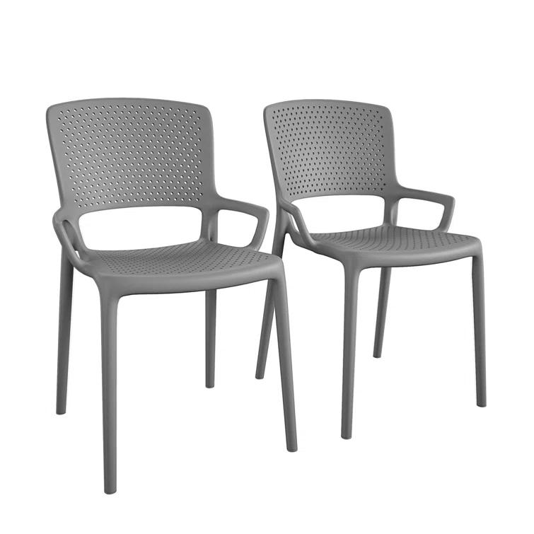 COSCO Outdoor/Indoor Stacking Resin Chair with Square Back and Arms