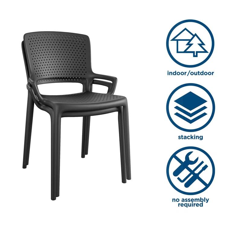 COSCO Outdoor/Indoor Stacking Resin Chair with Square Back and Arms