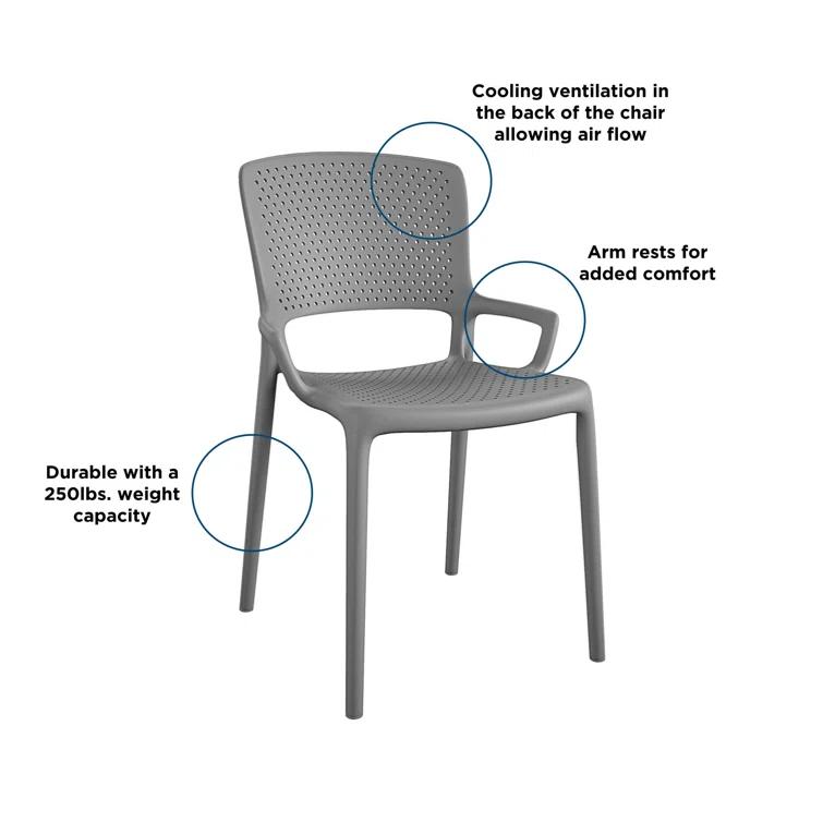 COSCO Outdoor/Indoor Stacking Resin Chair with Square Back and Arms