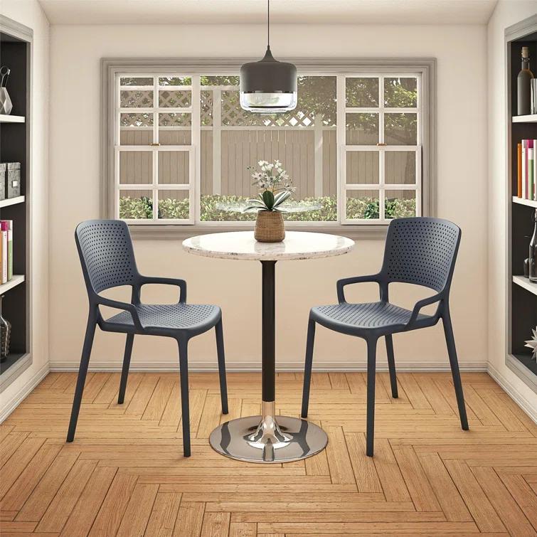 COSCO Outdoor/Indoor Stacking Resin Chair with Square Back and Arms