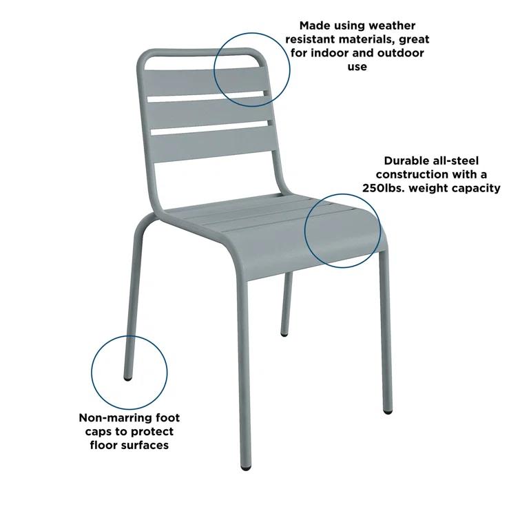 June Powder Coated Steel Outdoor Stacking Dining Side Chair