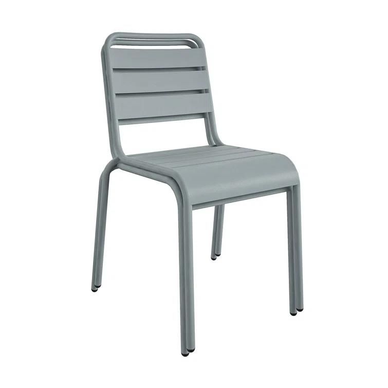June Powder Coated Steel Outdoor Stacking Dining Side Chair