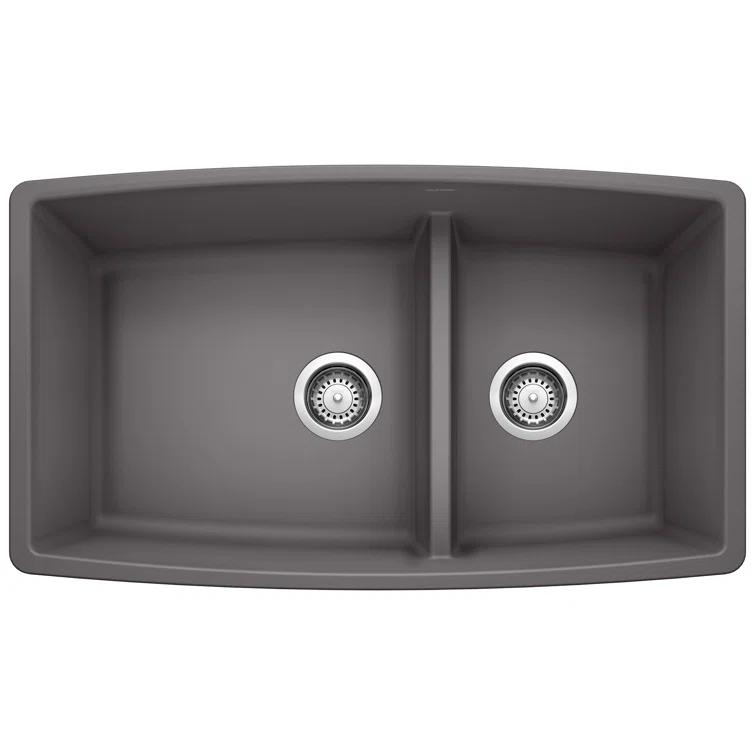 Performa SILGRANIT 33" L x 19" W Double Bowl Undermount Kitchen Sink