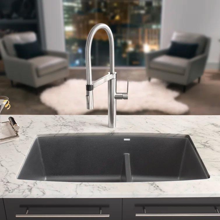 Performa SILGRANIT 33" L x 19" W Double Bowl Undermount Kitchen Sink