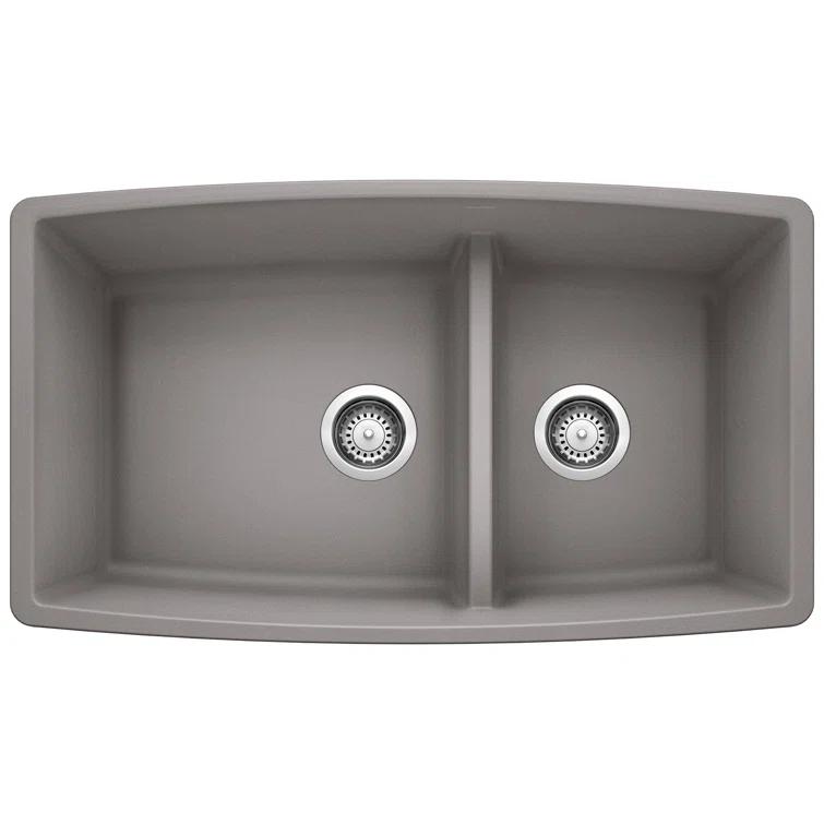 Performa SILGRANIT 33" L x 19" W Double Bowl Undermount Kitchen Sink