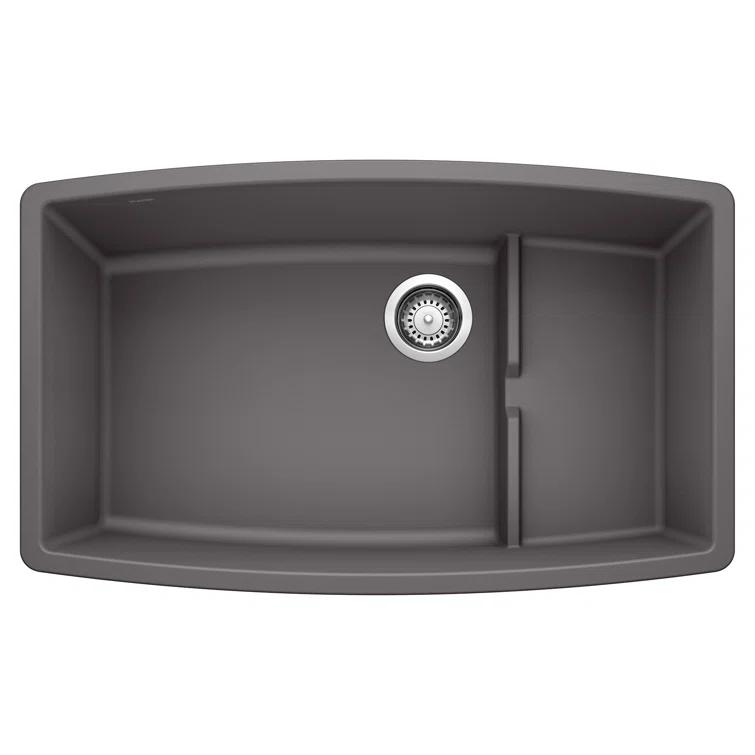 Performa Cascade SILGRANIT 32" L X 20'' W Single Bowl Undermount Kitchen Sink with Colander