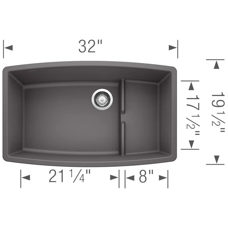 Performa Cascade SILGRANIT 32" L X 20'' W Single Bowl Undermount Kitchen Sink with Colander
