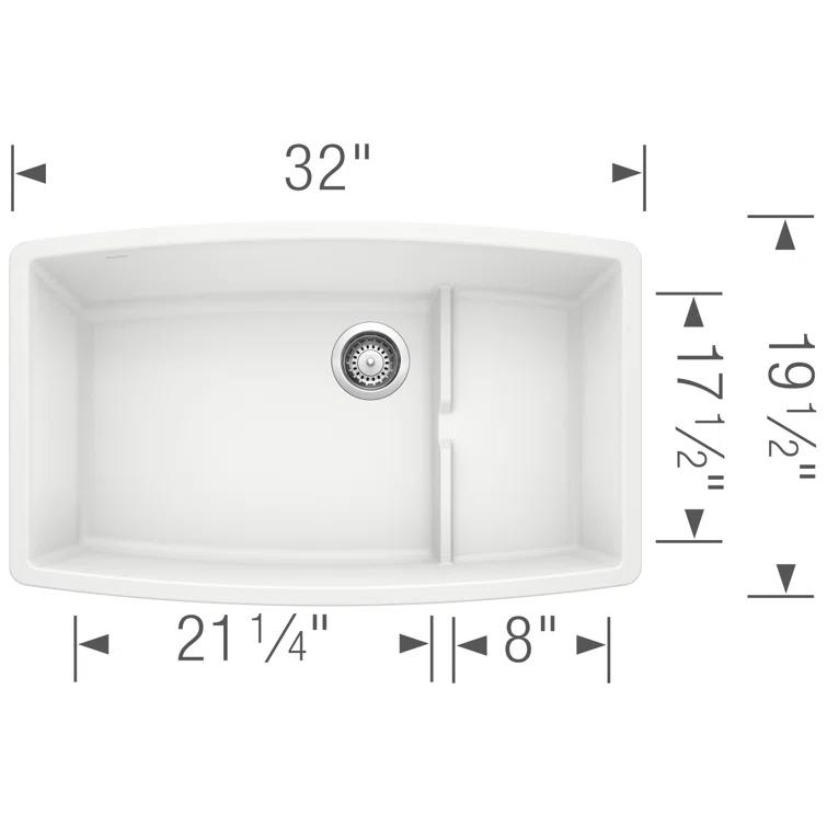 Performa Cascade SILGRANIT 32" Single Bowl Undermount Kitchen Sink with Colander