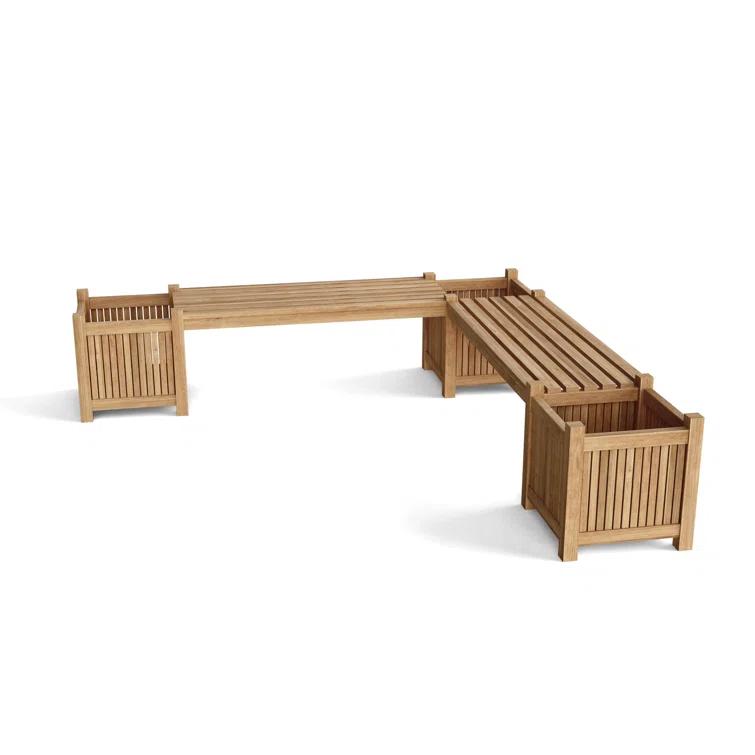 Modular Teak Outdoor Bench with Planters