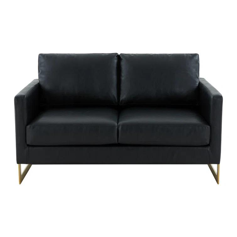 Bellago 55'' Upholstered Leather Accent Armchair with Gold Frame
