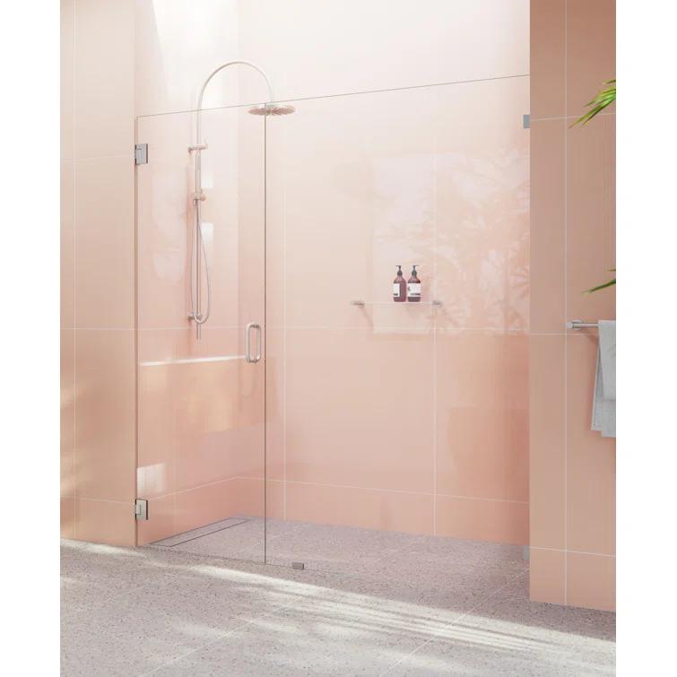 Glass Warehouse Illume 72.5 in. x 78 in. Fully Frameless Wall Hinge Shower Door GW-WH-72.5-BN