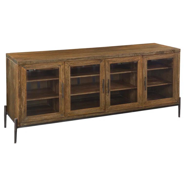 Bedford Transitional Brown Mango Solid Entertainment Console with Glass Doors