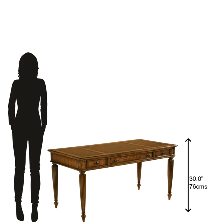 Brown Wood Writing Desk with Drawer and Keyboard Tray