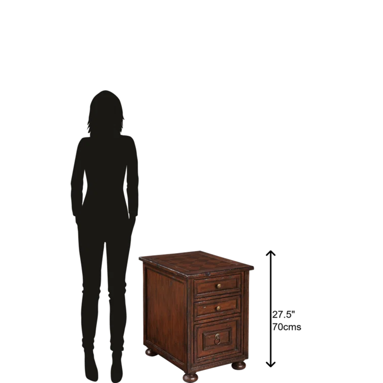 Havana Antique Mahogany Chairside Chest with Mirrored Drawers