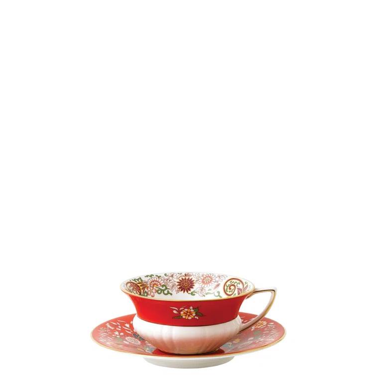Wedgwood Wonderlust Crimson Orient 2 Piece Bone China Teacup and Saucer Set & Reviews | Wayfair
