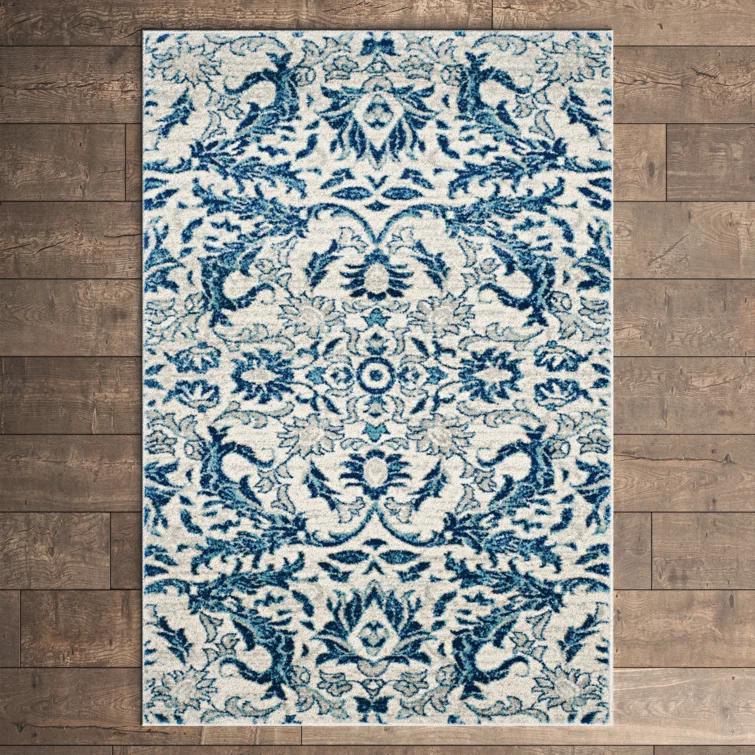 Alessia Floral Ivory/Blue Area Rug