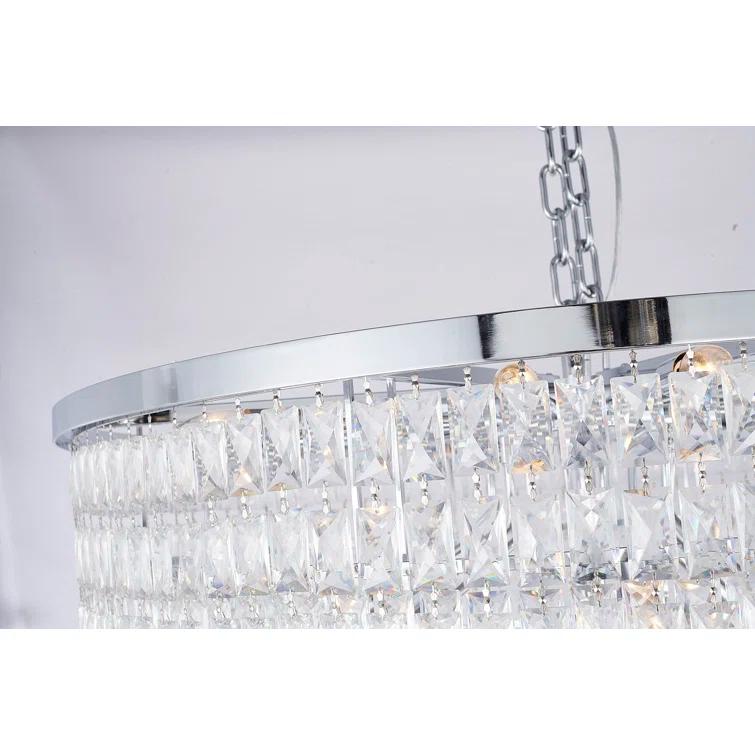 Elegant Chrome 32" Crystal Raindrop 27-Light Chandelier