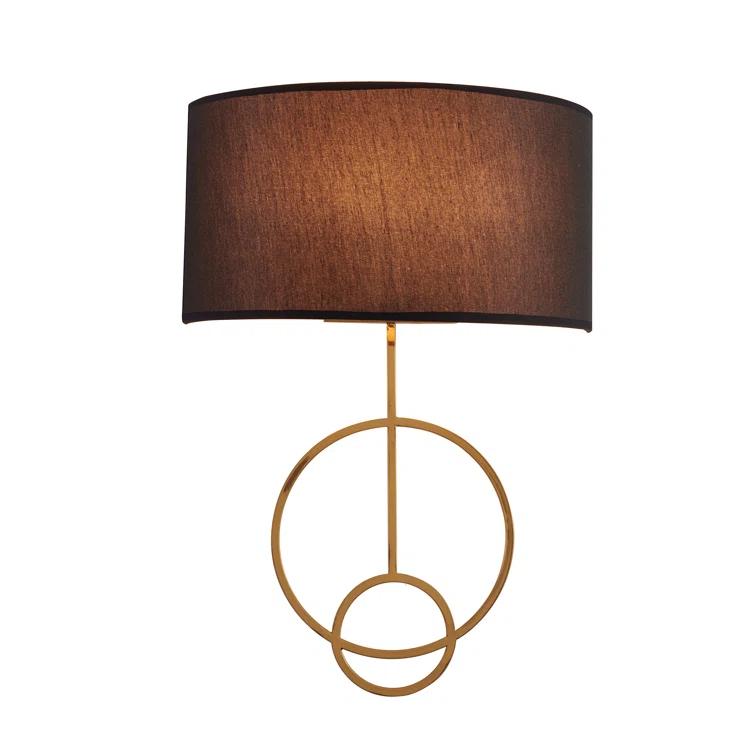 Bethel International Wall Sconce Satin Brass Metal & Fabric